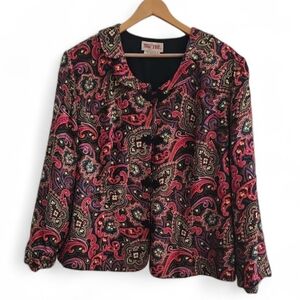 Maggy London Vintage Silk Jacket Women’s Plus 24 Paisley Frog Closure Artisan